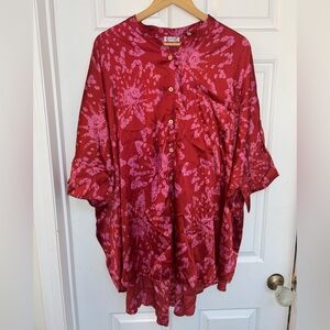 NWT Retail $78 size M Free People “Intimately” Goddess sleep shirt.Red and pink.